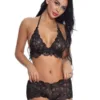 Free Size Black Halter Neck Lingerie Set - LS-06033