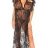 Free Size Black Side Open Nightgown - NG-30103